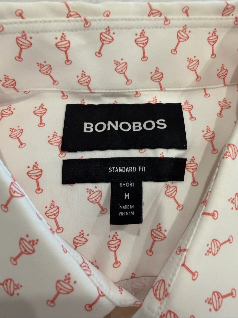 Bonobos White Button-Up with Pink Cocktail Print Shirt